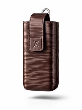 Authentic Louis Vuitton Brown Epi Leather Vertical Phone Case with Strap
